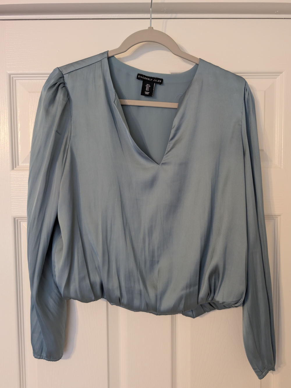 Sincerely Jules Dusty Blue Long Sleeve Blouse (Size L)
